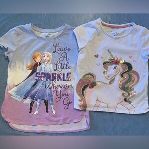 Frozen & Unicorn Sparkly Tee Bundle, Girls Size 7/8